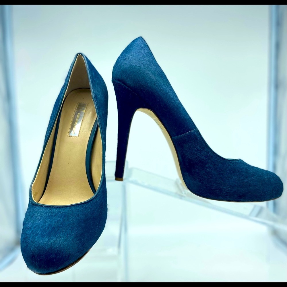 Gorgeous Platform Pumps 10M Navy Real Fur